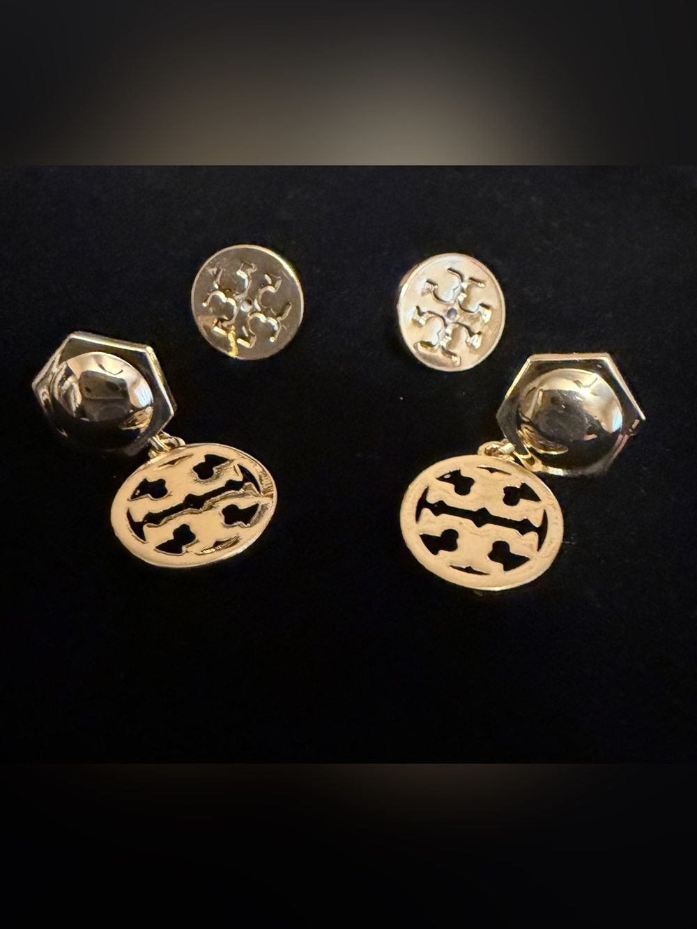 Tory Burch Logo Hexagon Circle Drop Earrings - Picture 5 of 6